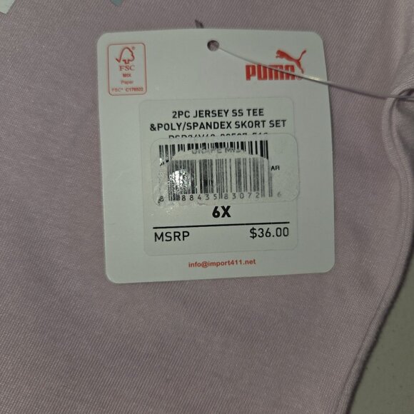 Puma Girls 2-Piece Jersey T-Shirt & Skort Set 6X Pink & Blue 4164 - Picture 6 of 15